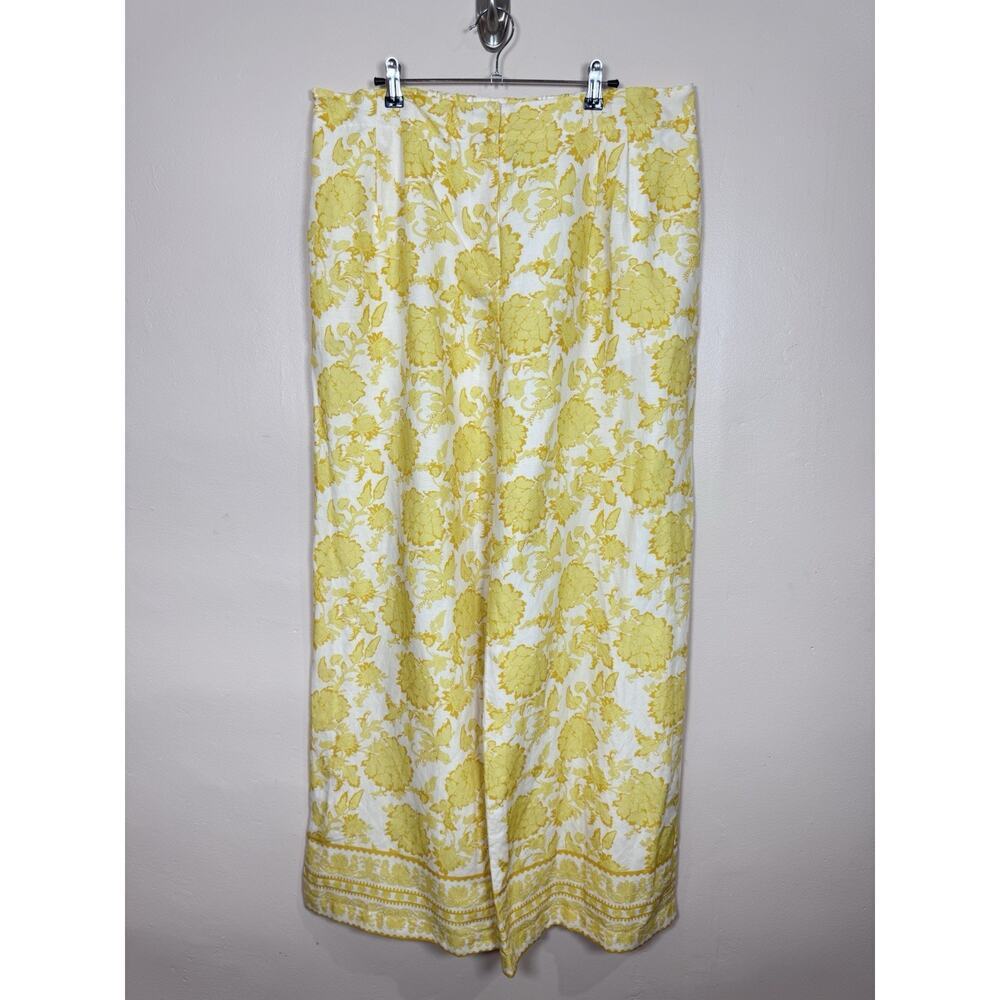 Alex Marie Womens Wide Leg Pants Floral Viscose Ramie Resort Beach Vacation 18